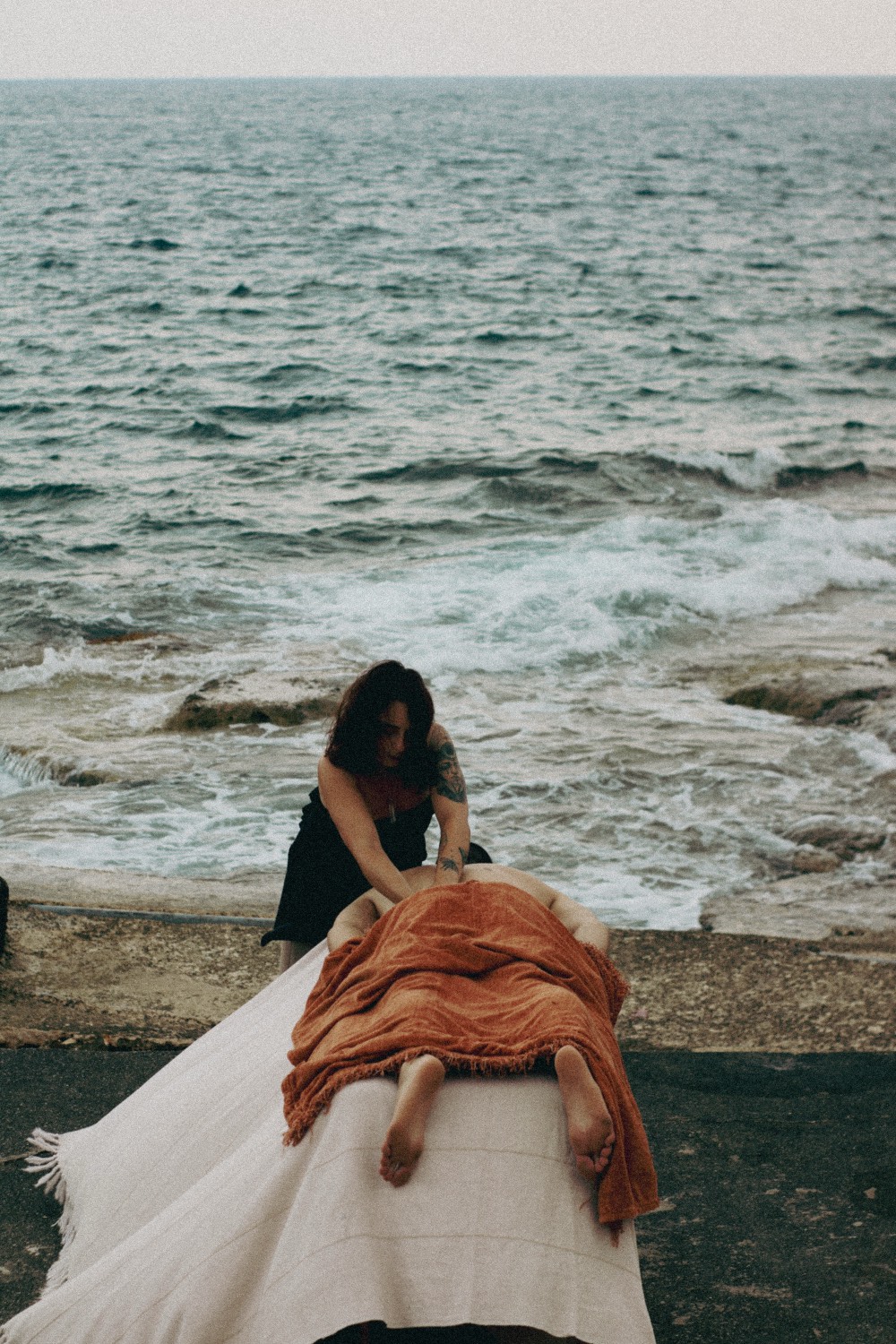 Jules during a treatment by the sea